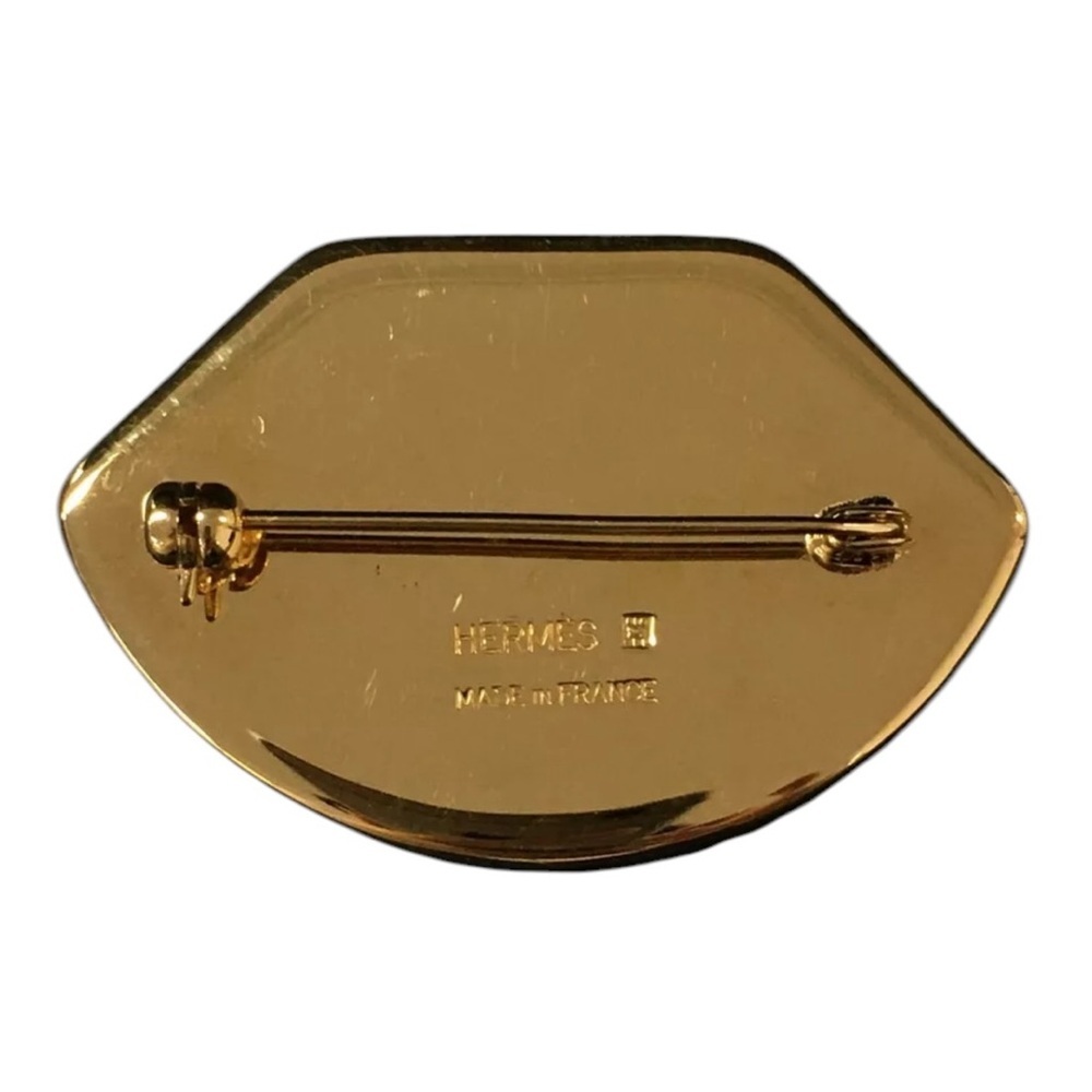 Hermes Vintage Enamel Gold Brooch - Picture 2 of 6